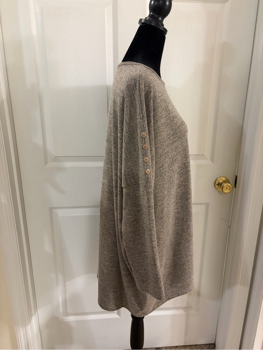 Clara Sun Woo tunic top shirt oversized gray button detail women’s large boho - Picture 2 of 8